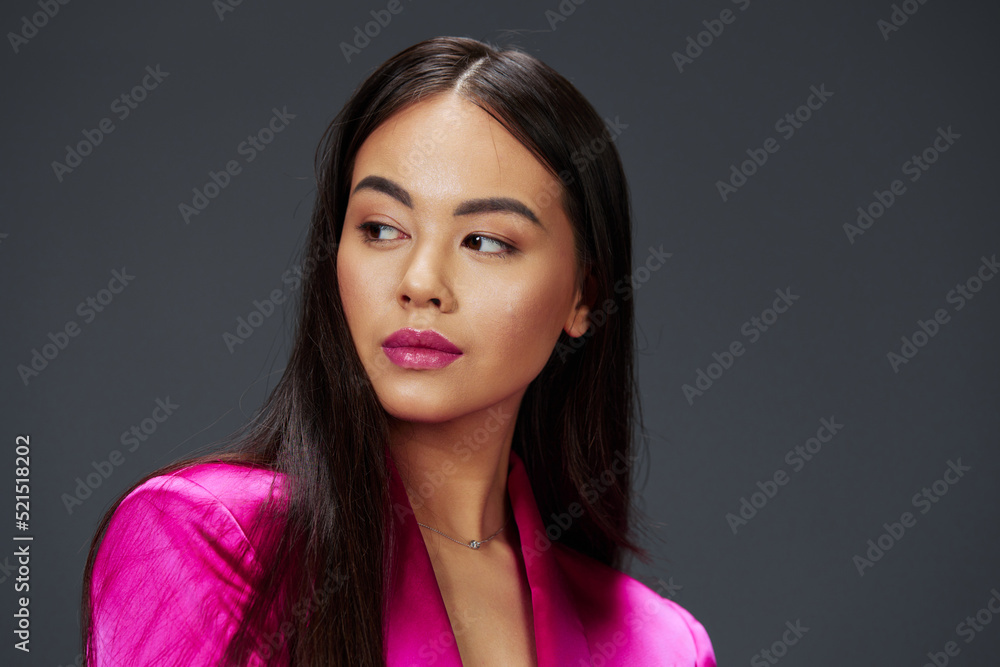 young woman posing pink mini dress charm sunglasses isolated background young woman posing pink mini dress charm sunglasses isolated background