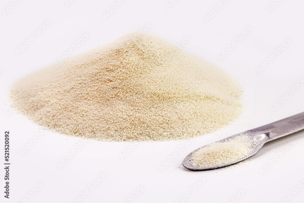 Whey Protein or Creatine, food supplement to gain muscle mass, energy. White background with copyspace Whey Protein or Creatine, food supplement to gain muscle mass, energy. White background with copyspace