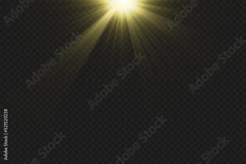 Light effects, glare, glitter, explosion, golden light, Vector illustration. shining golden stars.