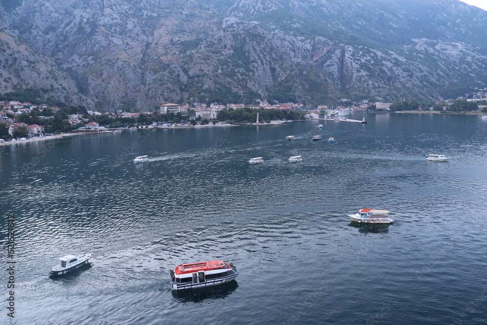 Fototapeta premium Cruise Ship Tender in Kotor Town in Montenegro
