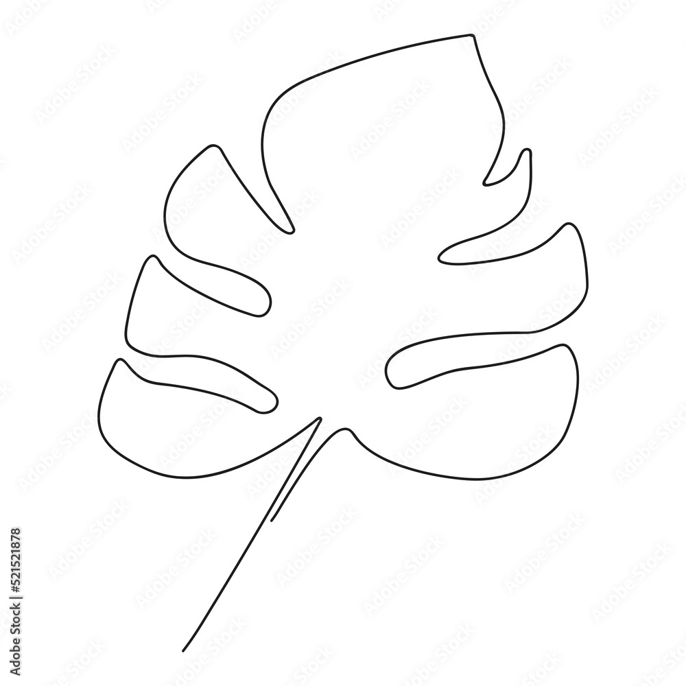 Modern leaf image in minimalism. Vector illustration in line art style. Modern leaf image in minimalism. Vector illustration in line art style.