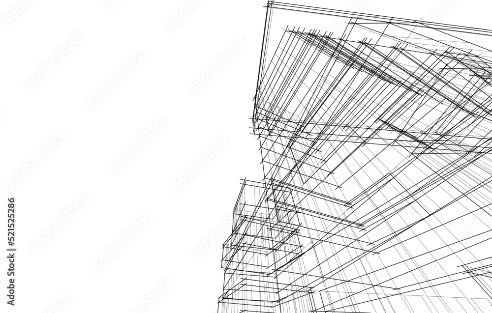 Architecture building 3d drawing