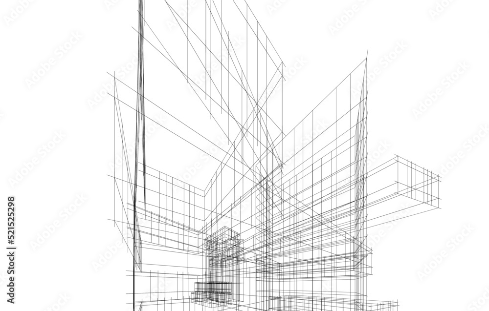 Fototapeta premium Architecture building 3d drawing