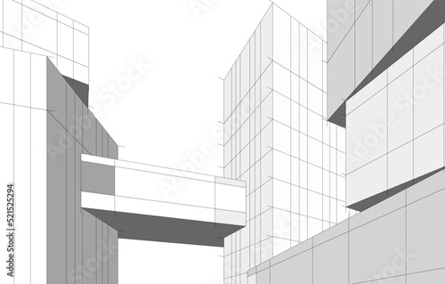 Architecture building 3d drawing