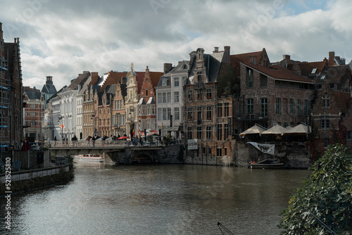 cityscape on the canal. Ghent  Belgium.