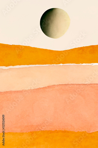 Abstract Desert Minimalistic Landscape with Moon 