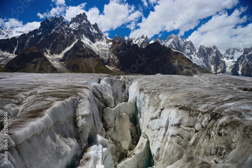 A huge crevice or an ice fissure on Biafo glacier, Karakoram Range, Pakistan photo