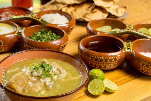 Menudo, pozole, gastronomía mexicana, salsa, picante y desayuno con sabor photo