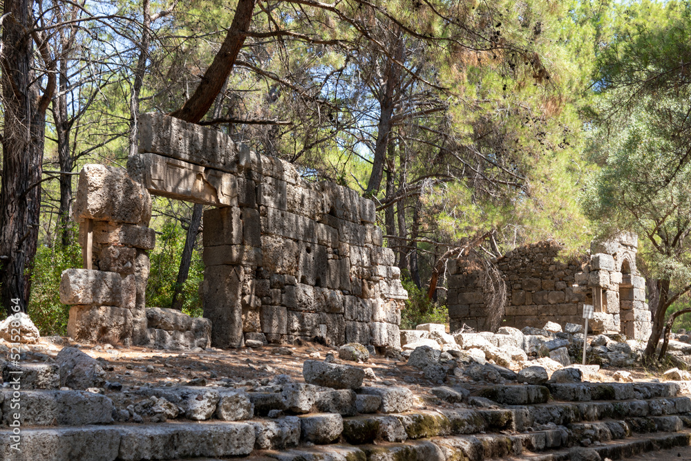 Antalya province, Turkey, the ancient city of Phaselis, ruins from the Phrygians.