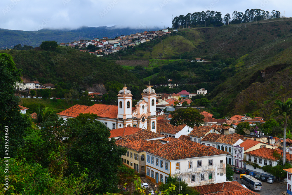 The Basilica of Our Lady of the Pillar, or Igreja do Pilar, in the hilly, World Heritage-listed colonial city of Ouro Preto, Minas Gerais state, Brazil