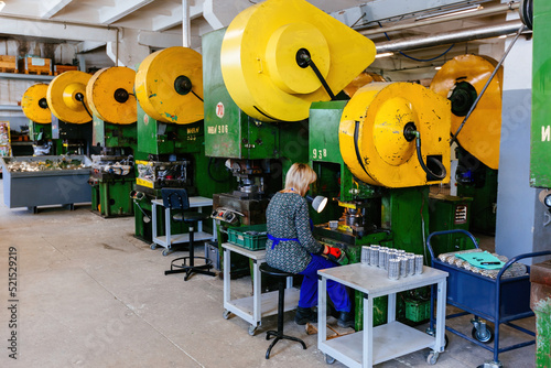 Metal press form stamping machines in workshop photo