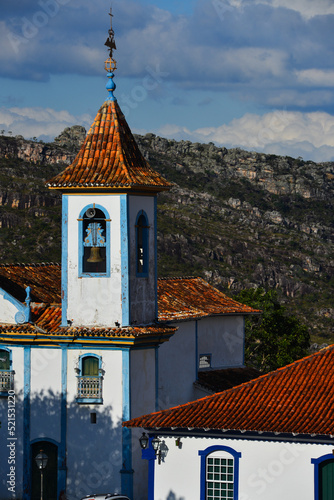 The Church of Our Lady of the Rosary, or Igreja de Nossa Senhora do Rosário, in the World Heritage-listed old town of Diamantina, surrounded by the rugged Serra do Espinhaço, Minas Gerais, Brazil photo