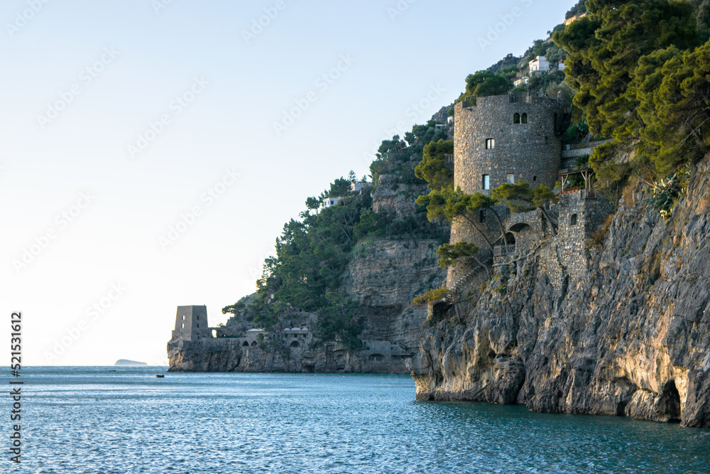 towes on the cliff. Amalfi coast , Italy.