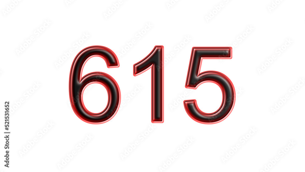 red 615 number 3d effect white background red 615 number 3d effect white background