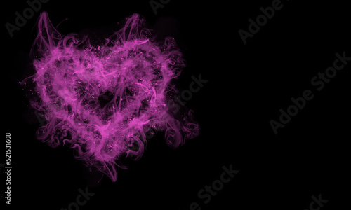 Watercolor illustration of a heart made with pink smoke