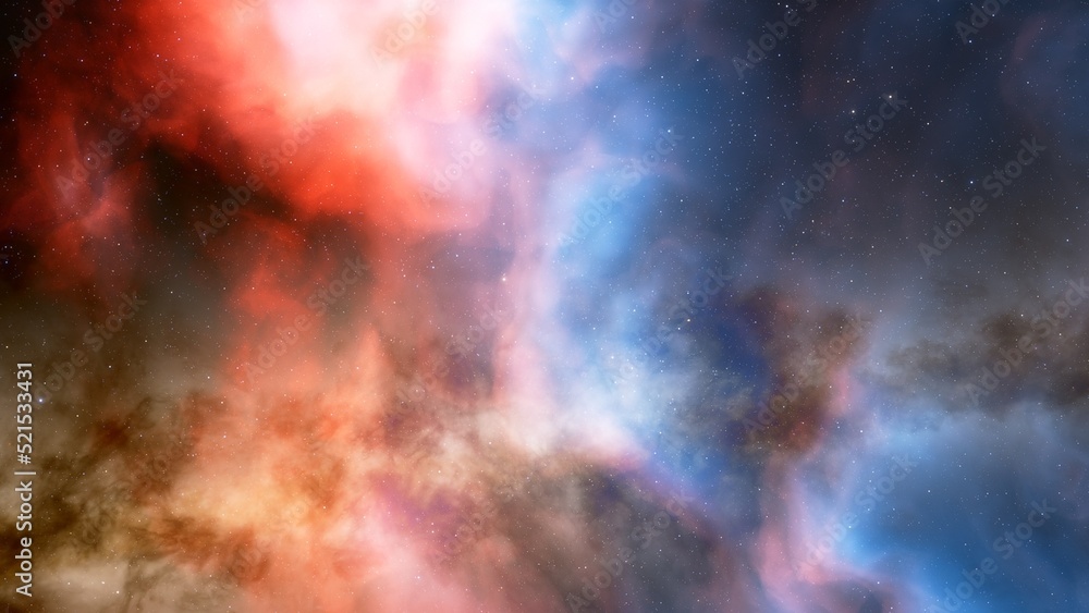 Fototapeta premium red-violet nebula in outer space, horsehead nebula, unusual colorful nebula in a distant galaxy, red nebula 3d render 