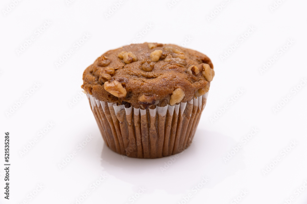 Banana Nut Muffin On White Background Banana Nut Muffin On White Background