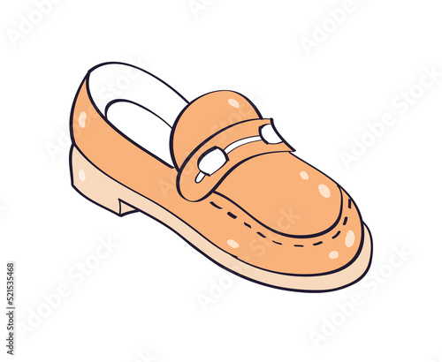Brown classic elegant loafer shoe isolated vector illustration