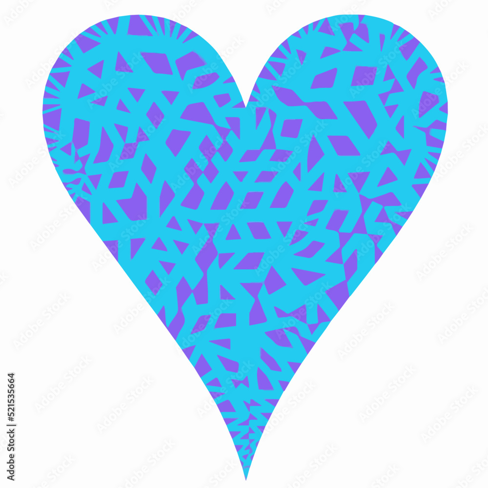 Heart with patterns. Isolated stickers or icons about love.