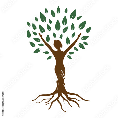 Illustration of Women tree leaf