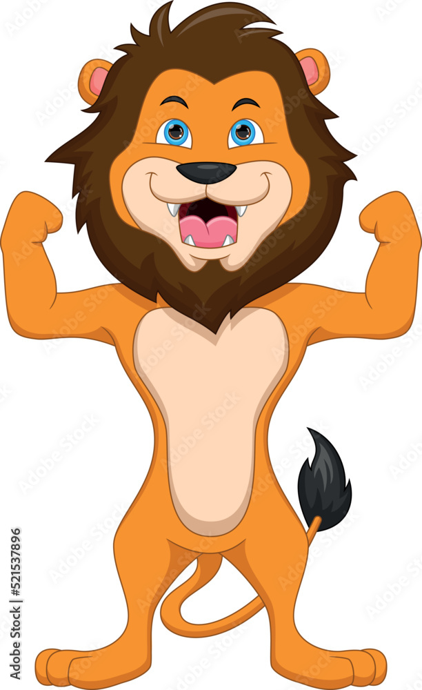 Obraz premium cute lion cartoon on white background