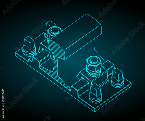 Clamp rail fastening system isometric drawings