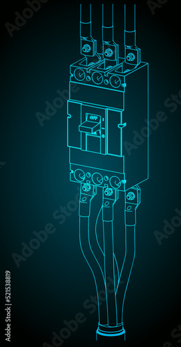 Power circuit breaker isometric blueprints