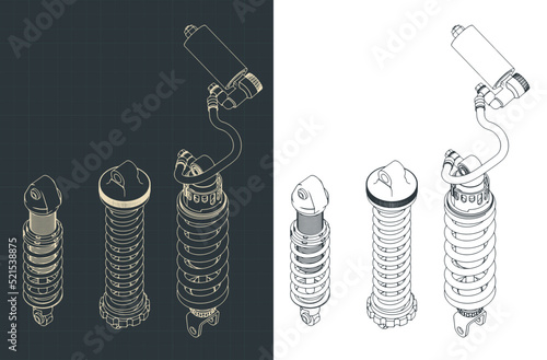 Shock absorber isometric blueprints set