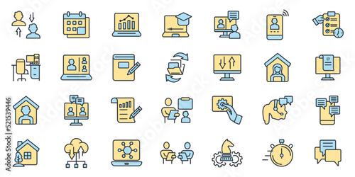 Work from home icons set . Work from home pack symbol vector elements for infographic web