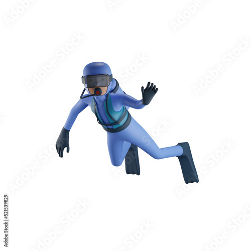 3d scuba diver character