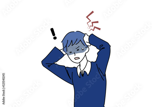 急な頭痛に悩まされる男性