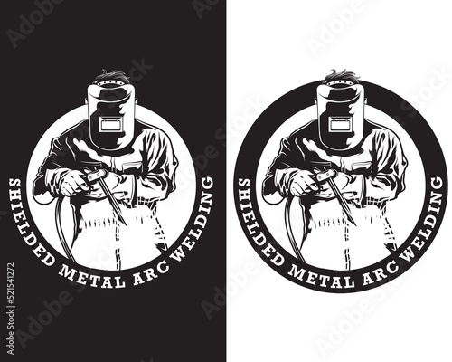 shielded metal arc welding logo, black and white welding logo