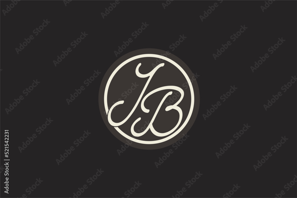 Vetor de Initial letter JB monogram logo with simple and creative cirle ...