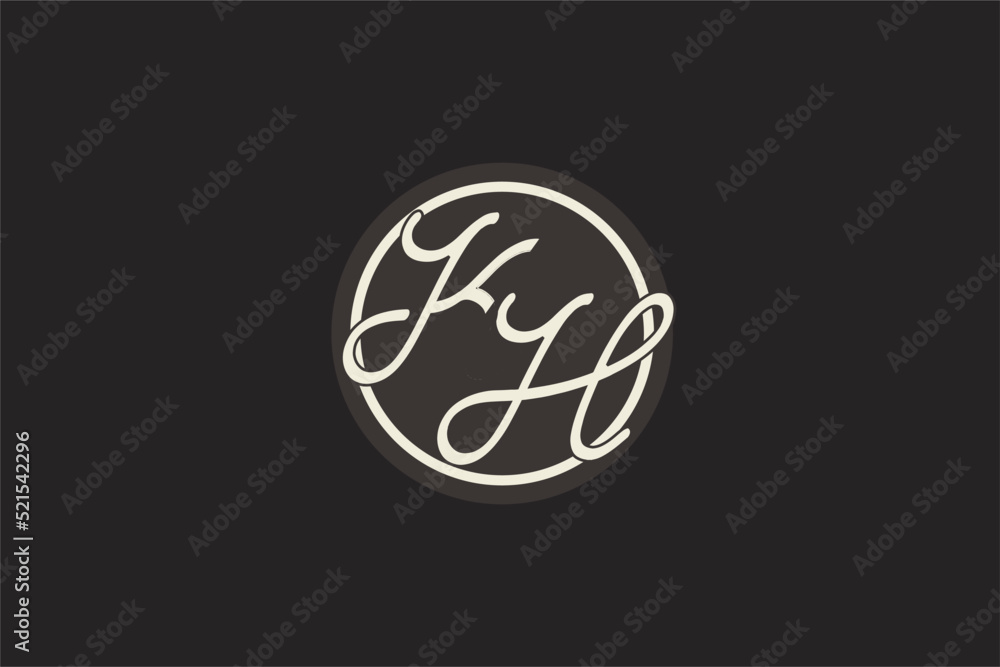Initial letter KH monogram logo with simple and creative cirle line ...