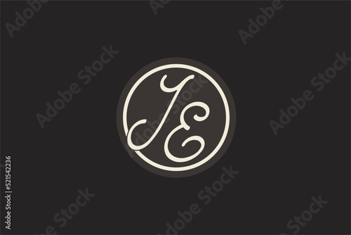 Initial letter JE monogram logo with simple and creative cirle line design ideas photo