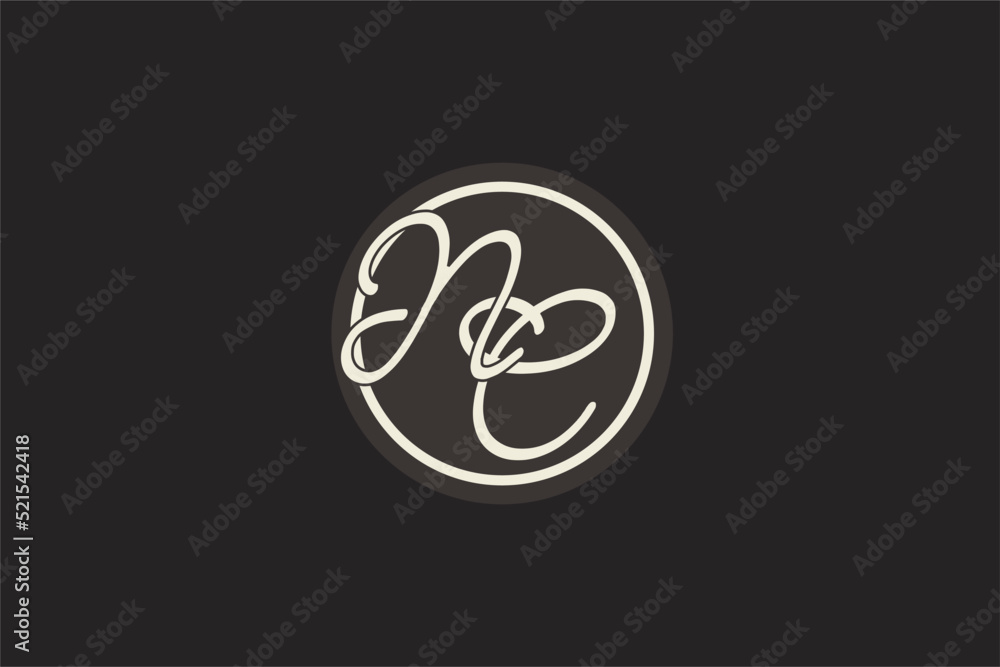 Initial letter NC monogram logo with simple and creative cirle line ...