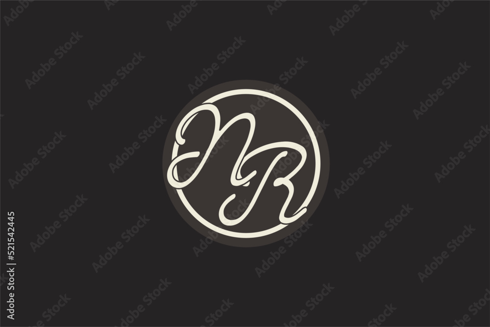 Initial letter NR monogram logo with simple and creative cirle line ...