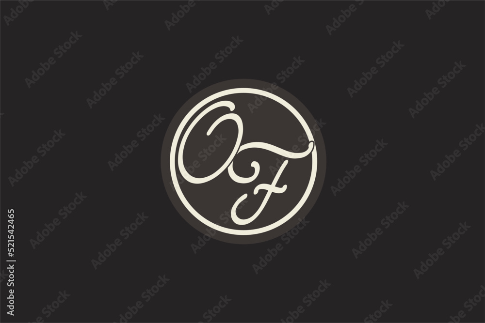 Initial letter OF monogram logo with simple and creative cirle line ...