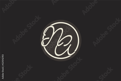 Initial letter NA monogram logo with simple and creative cirle line design ideas