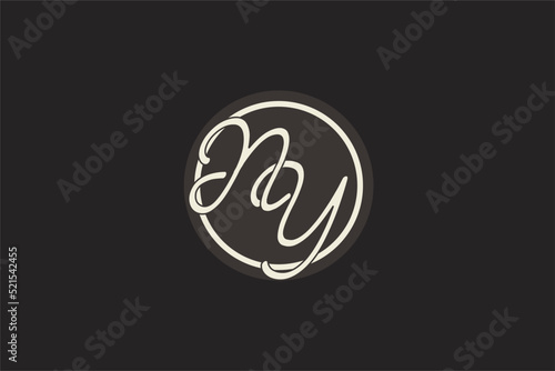 Initial letter NY monogram logo with simple and creative cirle line design ideas