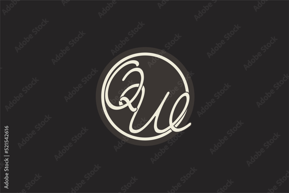 Initial letter QW monogram logo with simple and creative cirle line ...