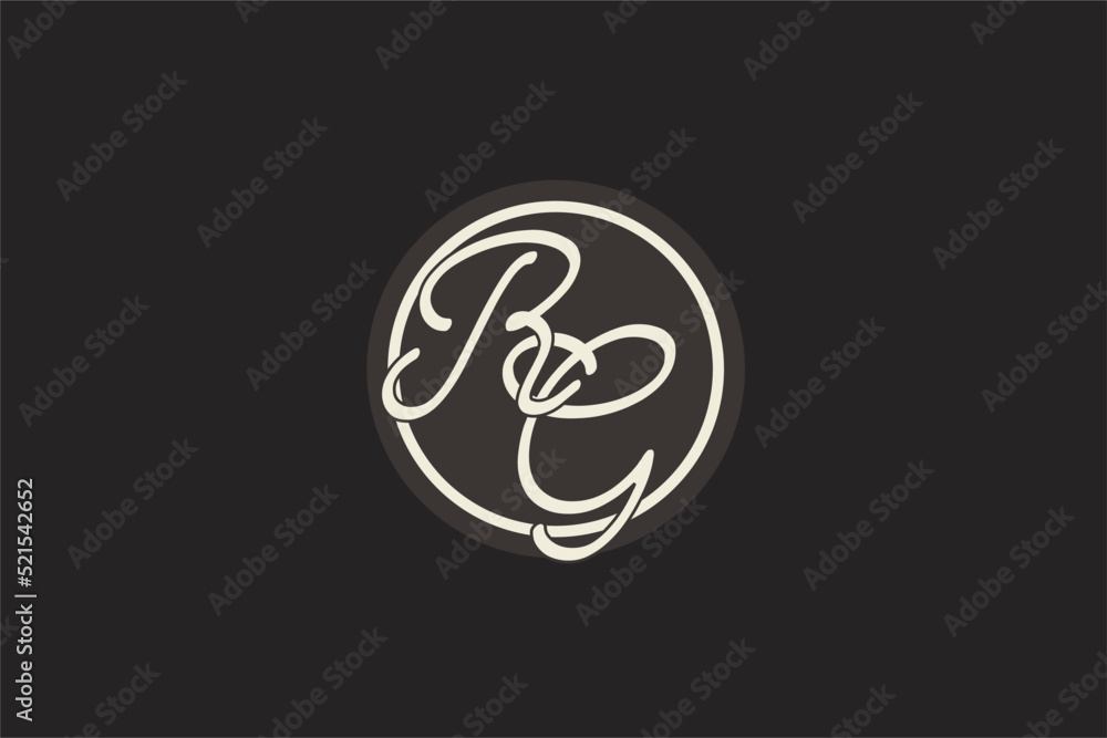 Initial letter RG monogram logo with simple and creative cirle line ...