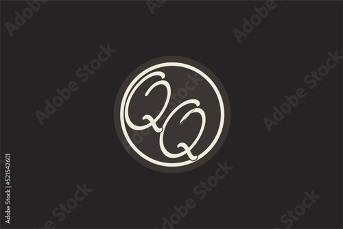 Initial letter QQ monogram logo with simple and creative cirle line design ideas