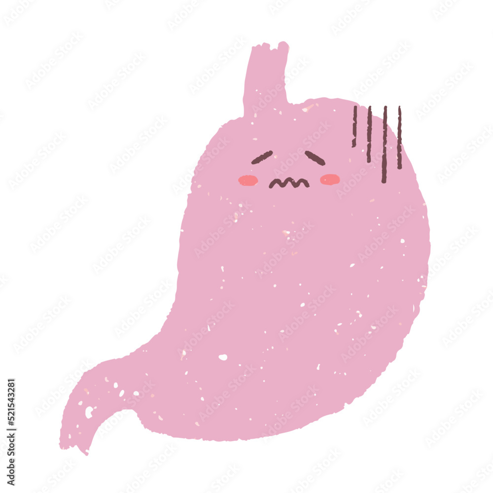 Obraz premium 手描きの不調の胃のキャラクター