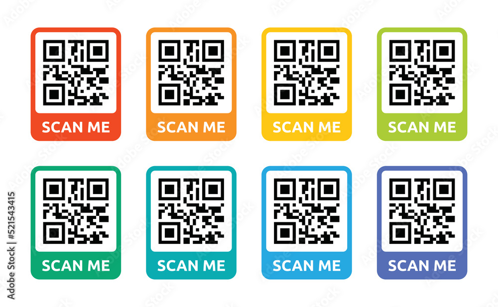 Scan me QR code vector icon set colorful template symbol illustration ...