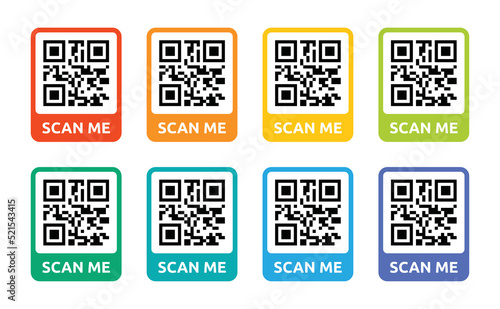 Scan me QR code vector icon set colorful template symbol illustration.