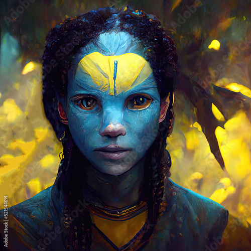 Платно Portrait of a female Na'vi  blue cat warrior