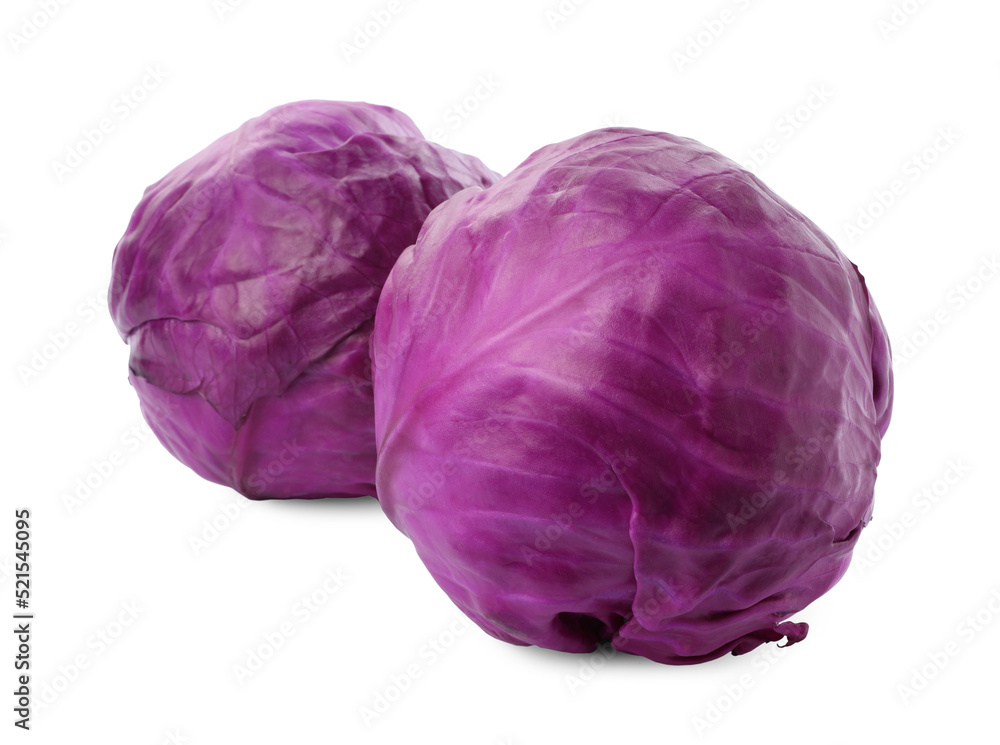 Fresh ripe red cabbages on white background Fresh ripe red cabbages on white background