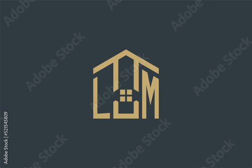 Initial LM logo with abstract house icon design, simple and elegant real estate logo design