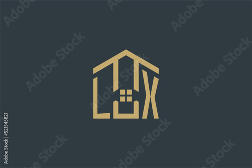 Initial LX logo with abstract house icon design, simple and elegant real estate logo design